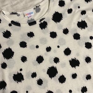 LuLaRoe long maxi dress white with black spots size M